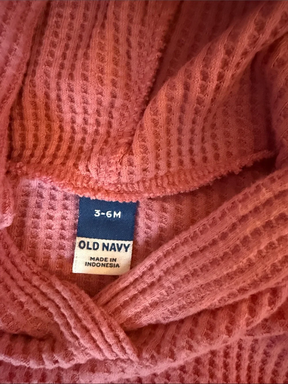 Old Navy Pink Waffle-Knit Hooded Baby Onesie